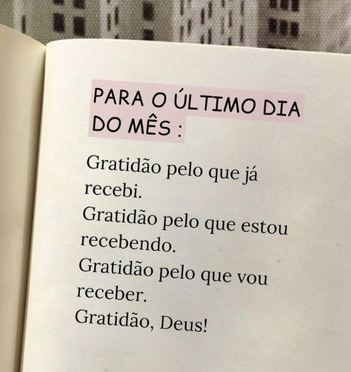 Para o Último dia do mês: GRATIDÃO ❤️