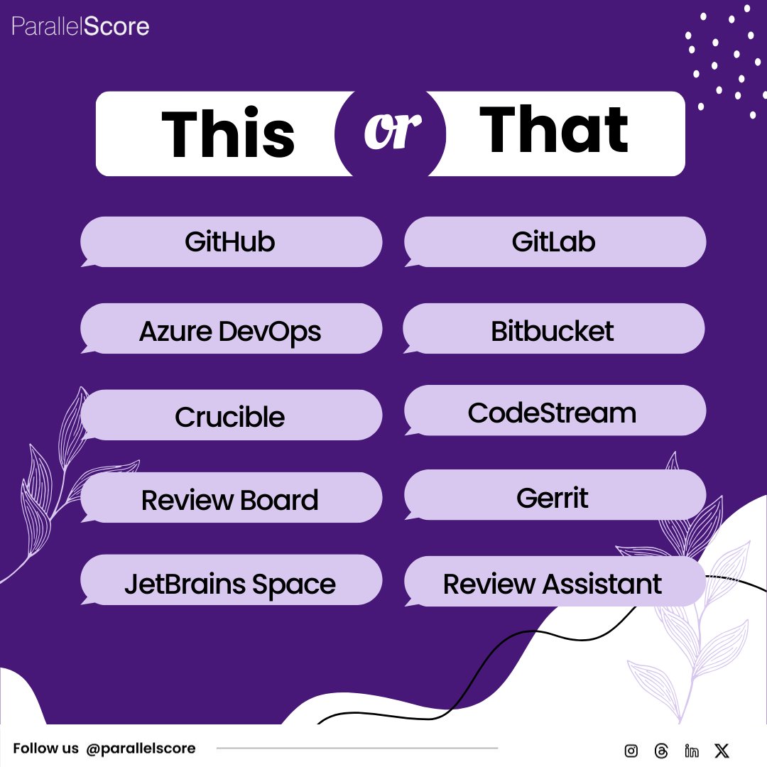 ParallelScore's tweet image. Code review tools help to ensure code quality, maintainability, and team collaboration, as well as for detecting bugs and improving performance.
Which one do you prefer, and why?
Let us know in the comments below!
#ThisOrThat #CodeReview #Parallelscore #CodeReviewtools