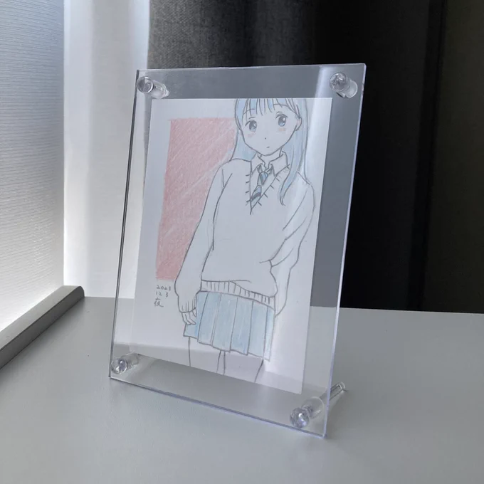 コミティア146で販売するミニ原画(額付き) ※額に挟んだ状態で販売します  サイズ 額:約11×約15cm 原画:約9×約12cm