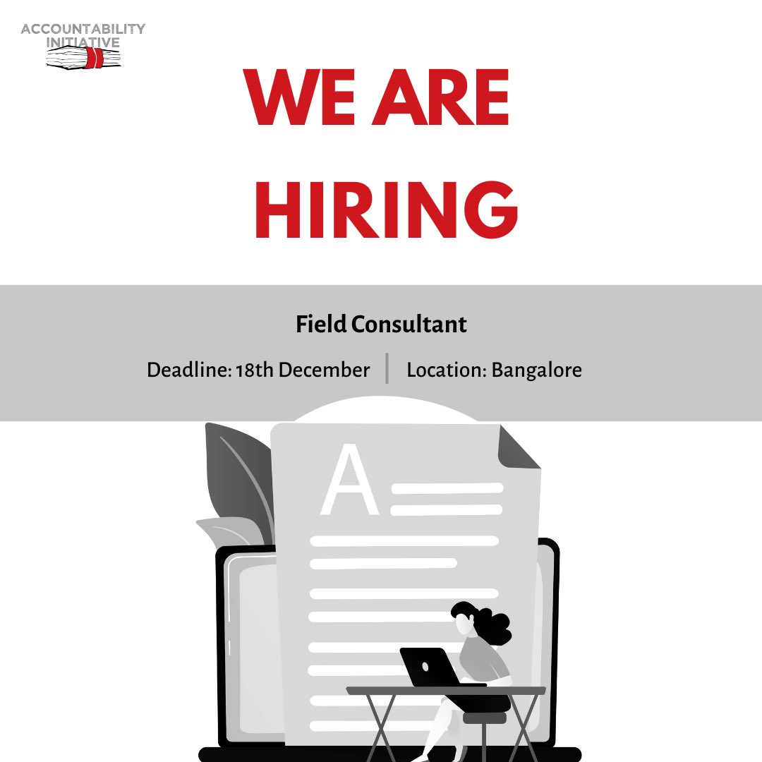 #HiringNow | We are looking for a Field Consultant based out of Karnataka to support our research work at ⁦<a href="/AccInitiative/">Accountability Initiative</a>⁩ ⁦<a href="/CPR_India/">Centre for Policy Research</a>⁩

Check the job description here: accountabilityindia.in/job/field-cons…

#Hiring #JobSearch #DevelopmentSector #Vacancy #ThinkTank #Research