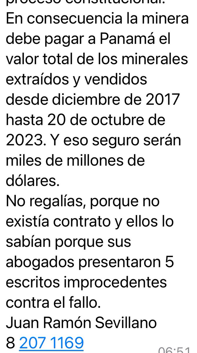 raisabanfield's tweet photo. Mensaje del Licenciado Juan Ramón Sevillano, para que empecemos a mirar con mayor dignidad la defensa de Panamá #PanamaLibreDeMineriaMetalica https://t.co/1RmmGdqgWz