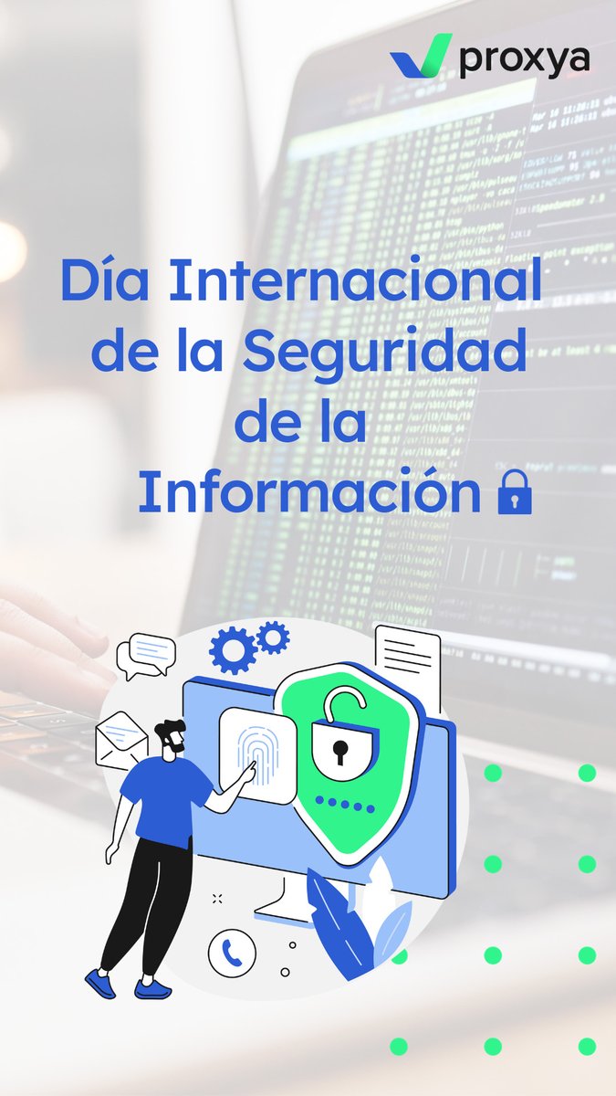 proxyaTI's tweet photo. ¡Hoy es el Día Internacional de la Seguridad de la Información!
📢Nuestra presencia en Internet es cada vez mayor.
🙌Protégete de la mano de la #ciberseguridad 
🙆🏻‍♀️Construyamos un entorno digital seguro🔒. https://t.co/MI5f2jNEmE