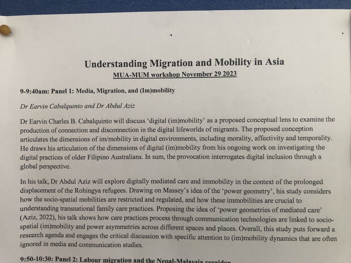 Abdul Aziz (عزيز) (@azizmonir7) on Twitter photo Presenting my work on the Rohingya refugees’ transnational families and digital connectivity. Glad to be part the panel of Media, Migration & (Im)mobility with <a href="/earvsc/">Earvin Charles B. Cabalquinto, PhD</a> <a href="/MigrationMonash/">Migration@Monash</a> <a href="/Monash_Arts/">Monash Arts</a> <a href="/MonashMalaysia/">Monash Malaysia</a> <a href="/EmmaBaulch/">Emma Baulch 🐔</a> Presenting my work on the Rohingya refugees’ transnational families and digital connectivity. Glad to be part the panel of Media, Migration & (Im)mobility with <a href="/earvsc/">Earvin Charles B. Cabalquinto, PhD</a> <a href="/MigrationMonash/">Migration@Monash</a> <a href="/Monash_Arts/">Monash Arts</a> <a href="/MonashMalaysia/">Monash Malaysia</a> <a href="/EmmaBaulch/">Emma Baulch 🐔</a>