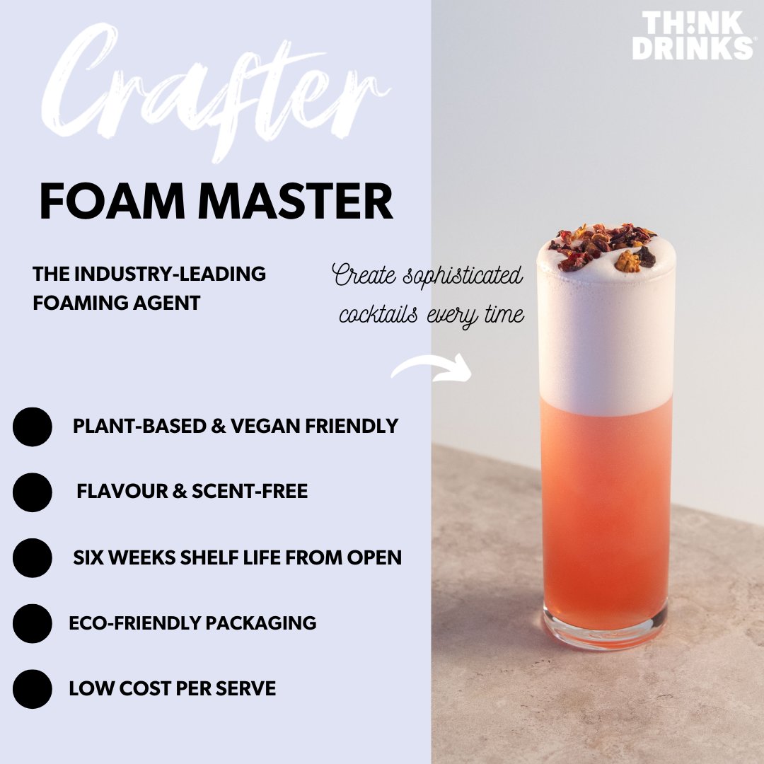 thinkdrinksltd's tweet photo. Add the finishing touches to great-tasting and even better-looking drinks 👌

Introducing our best-in-class vegan foaming agent perfect for creating sophisticated and classic cocktails every time.

Our Foam Master is available to purchase here: 
https://t.co/OqlnG84SHm https://t.co/5lTqr4eLGp