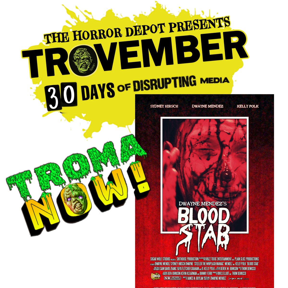 HorrorDepot1's tweet photo. Today's pic for Trovember is Blood Stab By the Whiplash Maniac Dwayne Steeler. It's got boobs, blood, and metal! And All my friends. It's a short film that really packs a punch. You will never EEEEEEVER think of horror the same.... Again!
#bloodstab #metal #horrorshort #slasher https://t.co/DXRH8Rq9FM