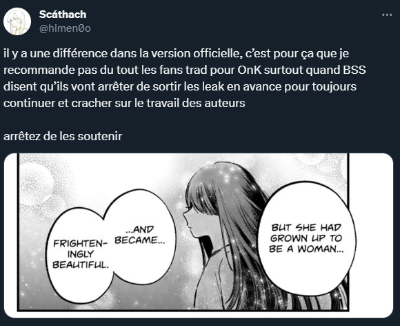 BlueSoloScans's tweet photo. "Ouais la version officielle anglaise dit pas ça" "Blue Solo fait du mal au manga"

Voyons ce que ça dit en japonais, un thread👇 https://t.co/RwFbPHLX2B