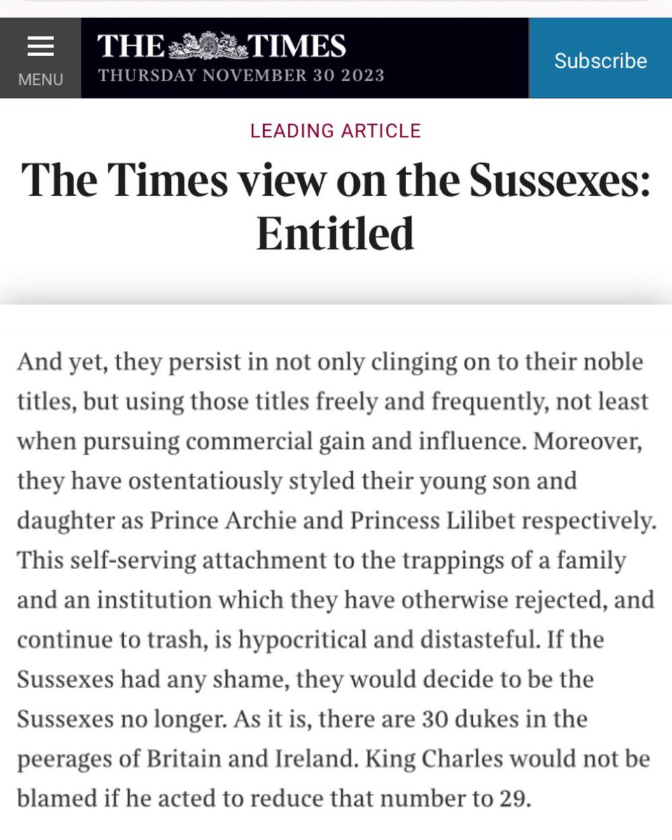 This is from @thetimes and they have done an excellent job in summarizing #HarryandMeghanExposed These two bitter & hateful people have done nothing but trash the RF, all while making money off of their titles! #DumbPrinceAndHisStupidWife #HarryandMeghanAreGrifters #scabies