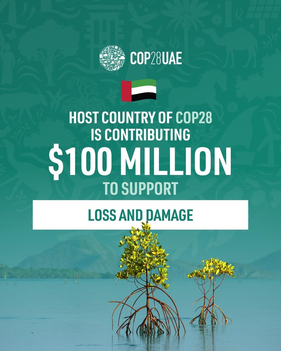 BREAKING: The UAE is committing $100 million to Loss and Damage, an important milestone in delivering for vulnerable communities and building resilience for people suffering the devastating impacts of climate change. 
We encourage leaders to raise ambition and unlock the crucial