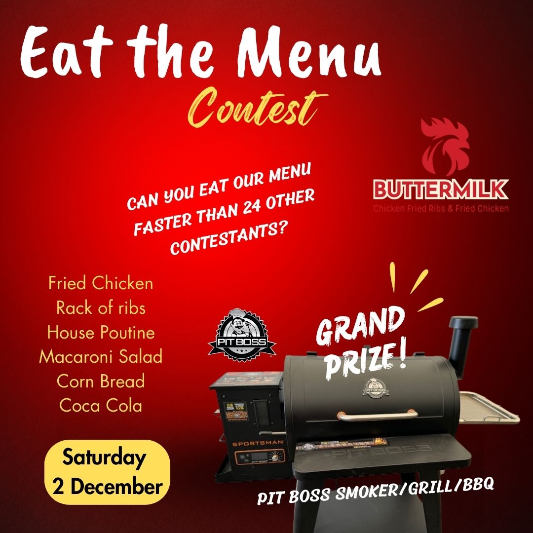 buttermilk_biz's tweet photo. Do you want to get in on the fun? Do you think you can eat our menu faster than anyone else? We're going to draw from 5 lucky spectators on Saturday to take on the challenge. Be here before 2 pm when all the excitement begins, you could be the grand prize winner!
#eatthemenu https://t.co/a2uCMrUqjM