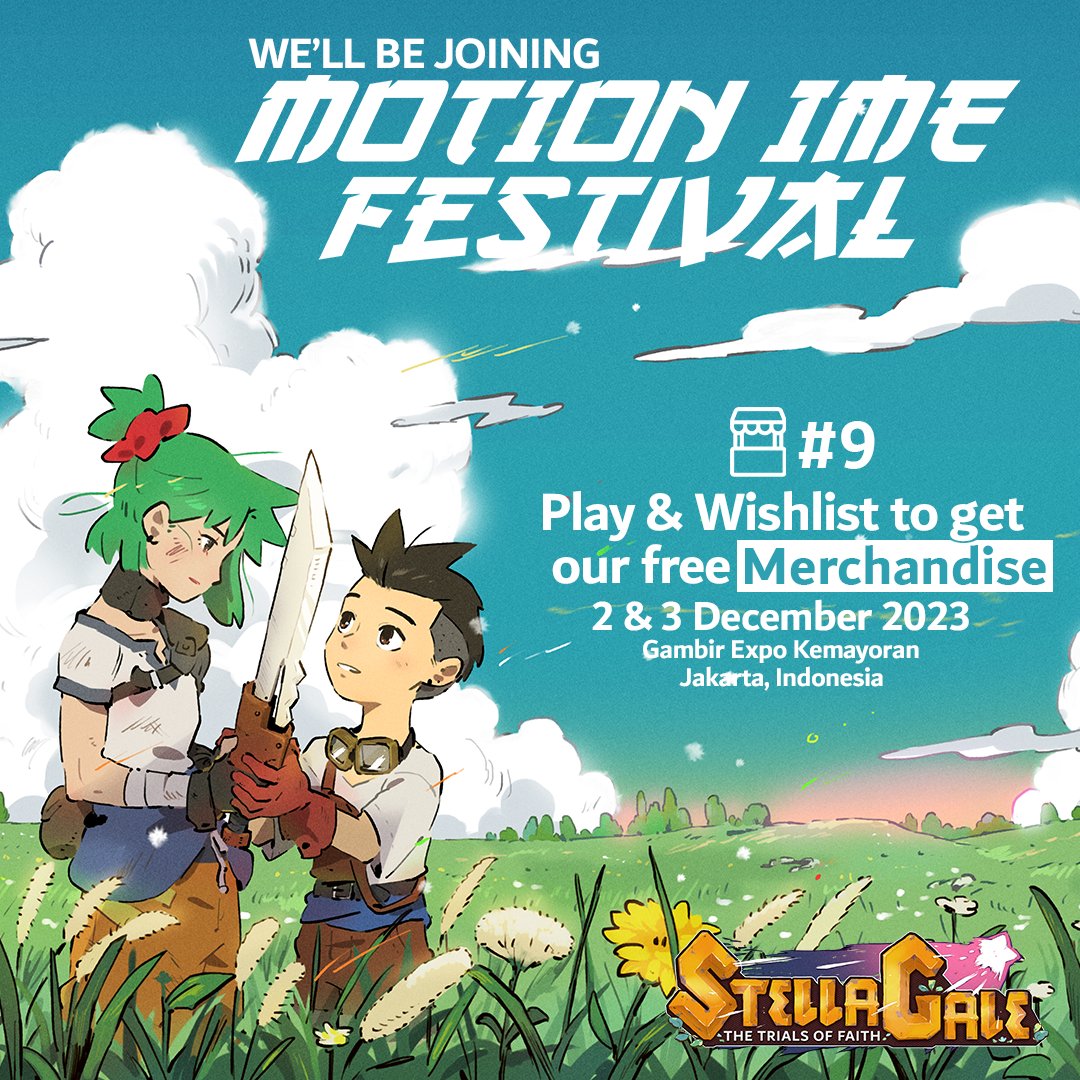 StellaGale_EL's tweet photo. Hola We're🚗to Motion Ime Festival and you can 🎮 the latest update of Stellagale! Also you can get our  free merch. See you at Motion Ime Festival 🫶
#gamedev #gamedevindo #motionimefest #motionimefestival #indonesia https://t.co/TGiEOKRFar
