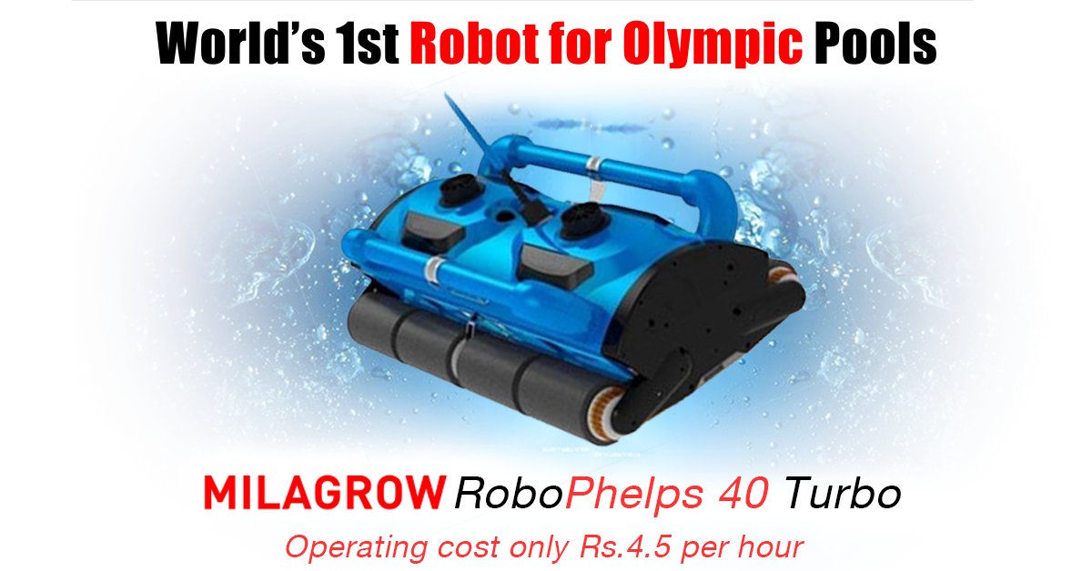 MilagrowRobots's tweet image. World&apos;s 1st Robot for Olympic Size Swimming Pools. Milagrow RoboPhelps 40. Operating Cost Only Rs. 4 .5 per hour.

#poolrobots #poolcleaner #roboticpoolcleaner #hospitality #hotels #residential #apartments #society #restaurants