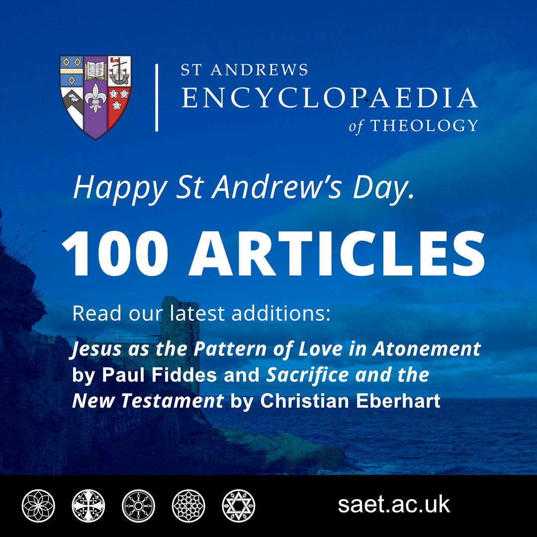 Happy St Andrew’s Day. 100 ARTICLES 🎉 Read our latest additions: Jesus as the Pattern of Love in Atonement by Paul Fiddes saet.ac.uk/Christianity/J… and Sacrifice and the New Testament by Christian Eberhart saet.ac.uk/Christianity/S…