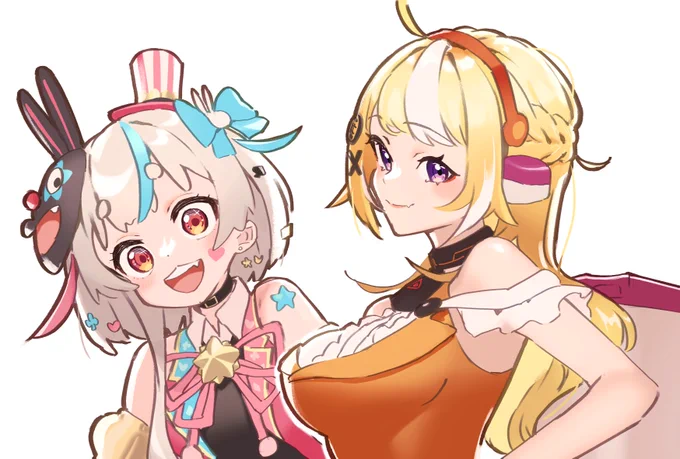 サイゼリヤ雑談で話題になっていたボブカットのちゃるちゃんとハーフアップのつまみちゃん変化が大きい方がおもしろいかなと思ってつまみちゃんはロングヘアになってもらったよ! #ちゃるっとアート #痛車町つまみ 