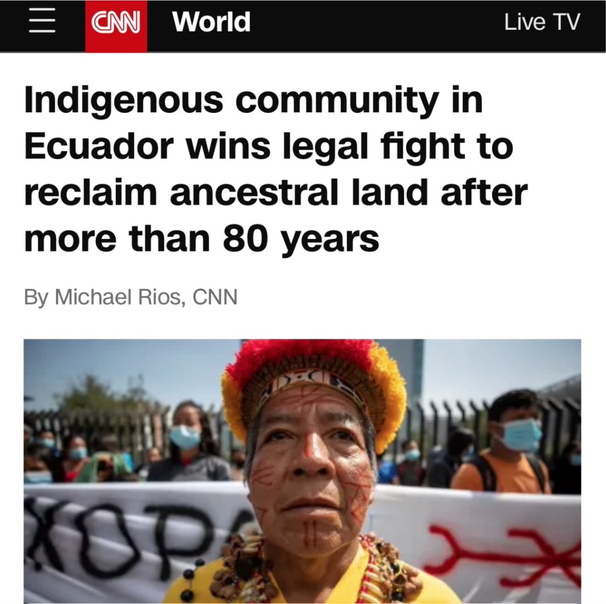 SDonziger's tweet image. BREAKING: The Siekopai Indigenous nation in Ecuador's Amazon – which helped defeat Chevron in the historic pollution case –  just won legal title to 104,000 acres of ancestral lands stolen 80 years ago.

Huge win for Indigenous rights and the planet.⤵️
msn.com/en-us/news/wor…