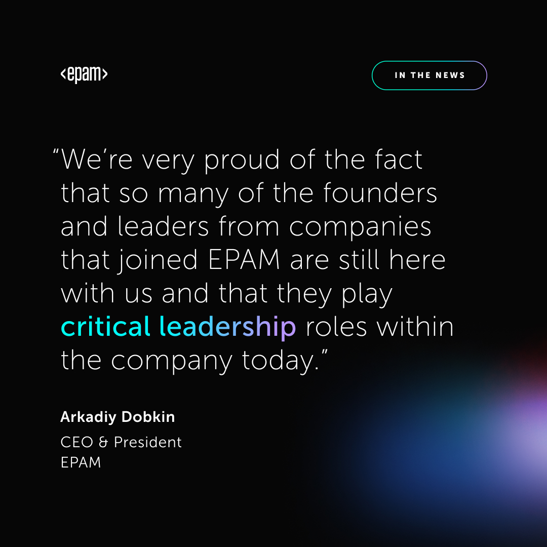 EPAMSystems's tweet photo. In this Spencer Stuart interview, our own Arkadiy Dobkin, CEO & President, discusses the 30-year EPAM #leadership journey and shares how we keep our #StartUp spark and culture. https://t.co/5LJUWDpIC0
#GrowthStrategy #CorporateCulture #InsideEPAM https://t.co/eAuiyj6UDx