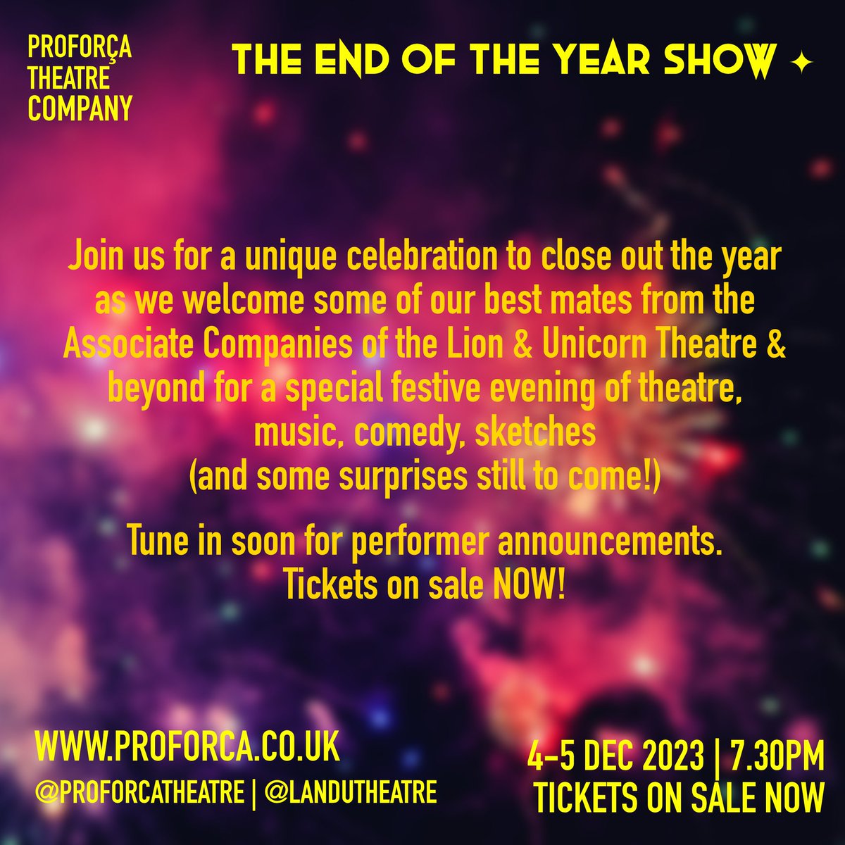 And next week see out the year with us with a brilliant mix of theatre, music, comedy, and an AI generated snowman as <a href="/ProforcaTheatre/">Proforça Theatre Company</a> welcome some old friends to <a href="/LandUTheatre/">Lion & Unicorn Theatre</a> for the End Of The Year Show! ✨

🎭 Mon &amp; Tues | 7.30
🎟️ app.lineupnow.com/event/1183765/…