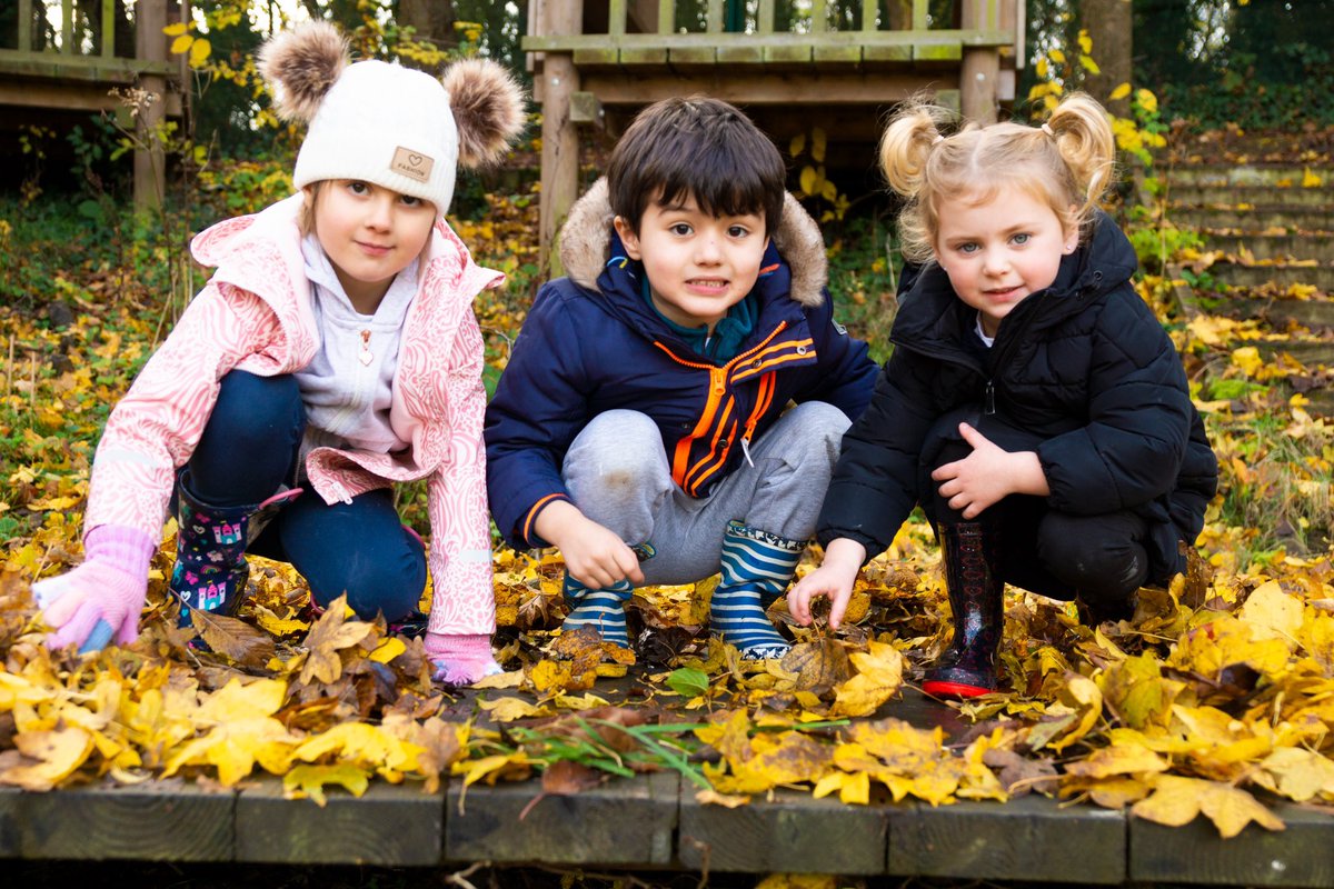 Children enjoying the Autumn leaves during a forest school session. 🍀☘️🌿🍁🍃🍂