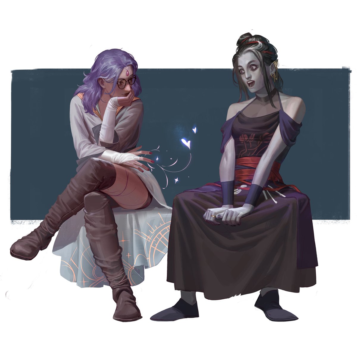 “You don't have to listen in to get my thoughts. You can just ask.”
laura and marisha are godsent. They were GOATs for giving us imodna <3 
#criticalrole #criticalrolefanart