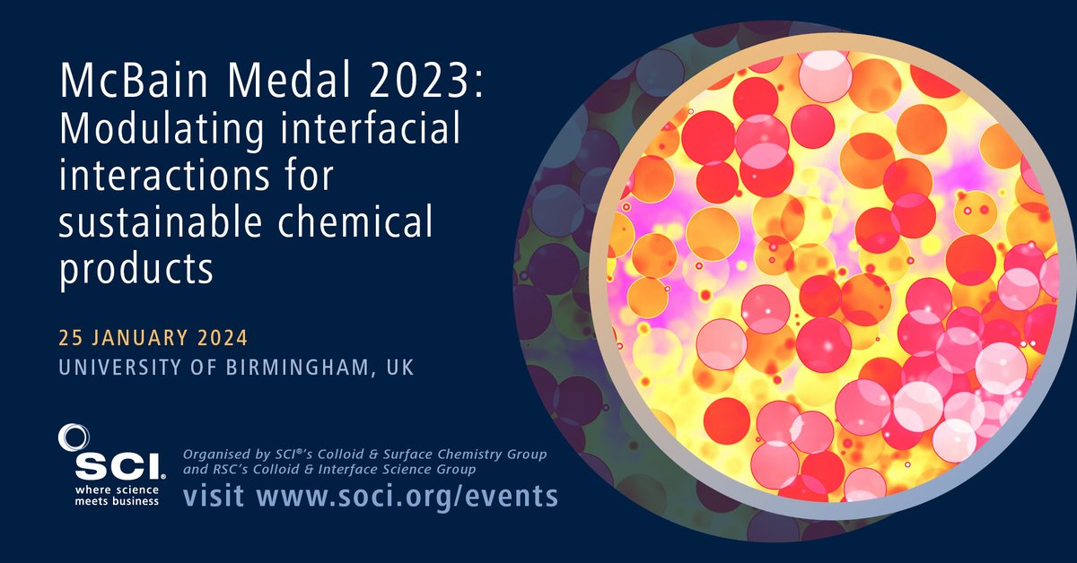 SCIupdate's tweet image. 📢 Register now: Early bird offer ends 15 December 2023! bit.ly/McBain_Medal_2…
This event will be of interest to researchers working on colloid and polymer chemistry, fine chemicals, formulated products, tribology, materials science, and bio-interfaces.