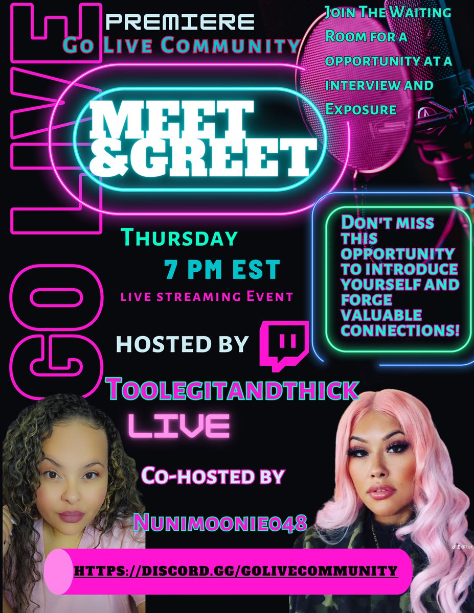 TooLegitNThick's tweet image. Join us for an exciting Meet and Greet event! Connect with fellow members of our vibrant community, expand your network, and make lasting friendships. Don't miss this opportunity to introduce yourself and forge valuable connections. See you there! discord.gg/golivecommunit… will be…