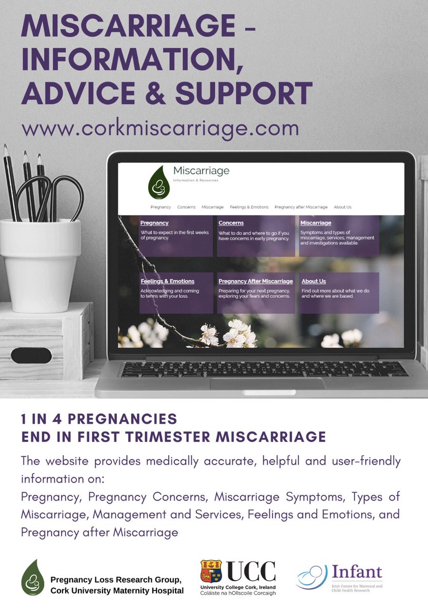 PregnancyLossIE's tweet image. 📢 New &amp;amp; updated content on corkmiscarriage.com 

A great resource for anyone looking for information around #Miscarriage including concerns in pregnancy,  symptoms, management, services @ CUMH @IrelandSouthWID, supports, &amp;amp; much more

Please share if you can 

#ReCurrentStudy