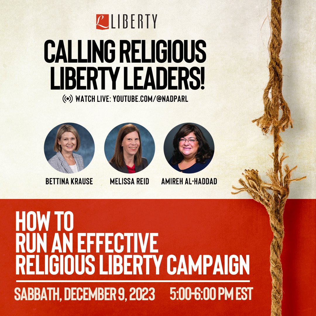 📣 Pastors and church leaders, don't miss the inaugural Religious Liberty Campaign Training Webinar on Dec. 9, 5-6 p.m. ET! No registration required - join us on Zoom or watch the stream on youtube.com/@nadparl 🌐✝️ #ReligiousLiberty #NADadventist