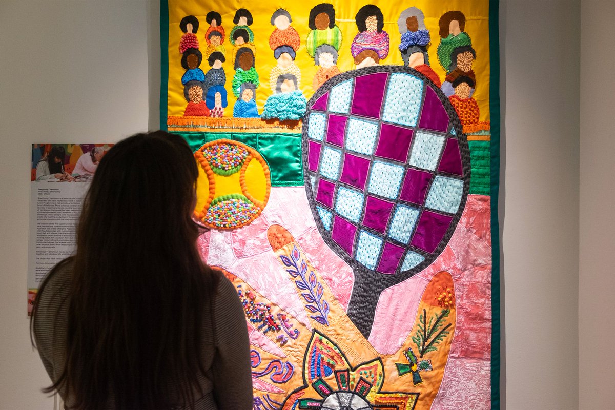 klsettlement's tweet photo. We installed Hand to Hand at Wimbledon Museum, an incredible tapestry created with our members and funded by the Wimbledon Foundation. This piece is part of a community-led project led by our colleague and artist Adalberto Lonardi in collaboration with Love to Learn. 

#KLSArt https://t.co/VawvZ8ICVA