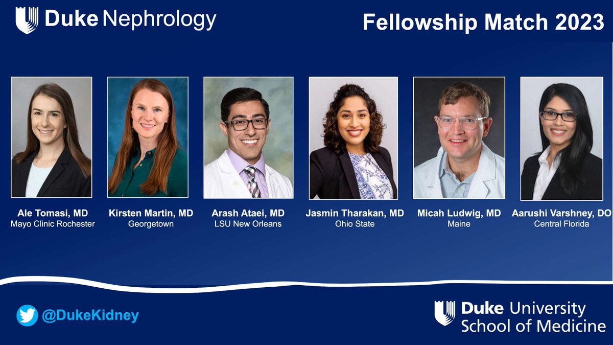 Duke Kidney (@dukekidney) on Twitter photo We are happy to welcome the next class to the #DukeNeph Family
Dr Tomasi <a href="/AleTomasiMD/">Alessandra Tomasi</a> Dr Martin Dr Ataei Dr Tharakan Dr Ludwig Dr Varshney
#matchday2023 #fellowmatch We are happy to welcome the next class to the #DukeNeph Family
Dr Tomasi <a href="/AleTomasiMD/">Alessandra Tomasi</a> Dr Martin Dr Ataei Dr Tharakan Dr Ludwig Dr Varshney
#matchday2023 #fellowmatch