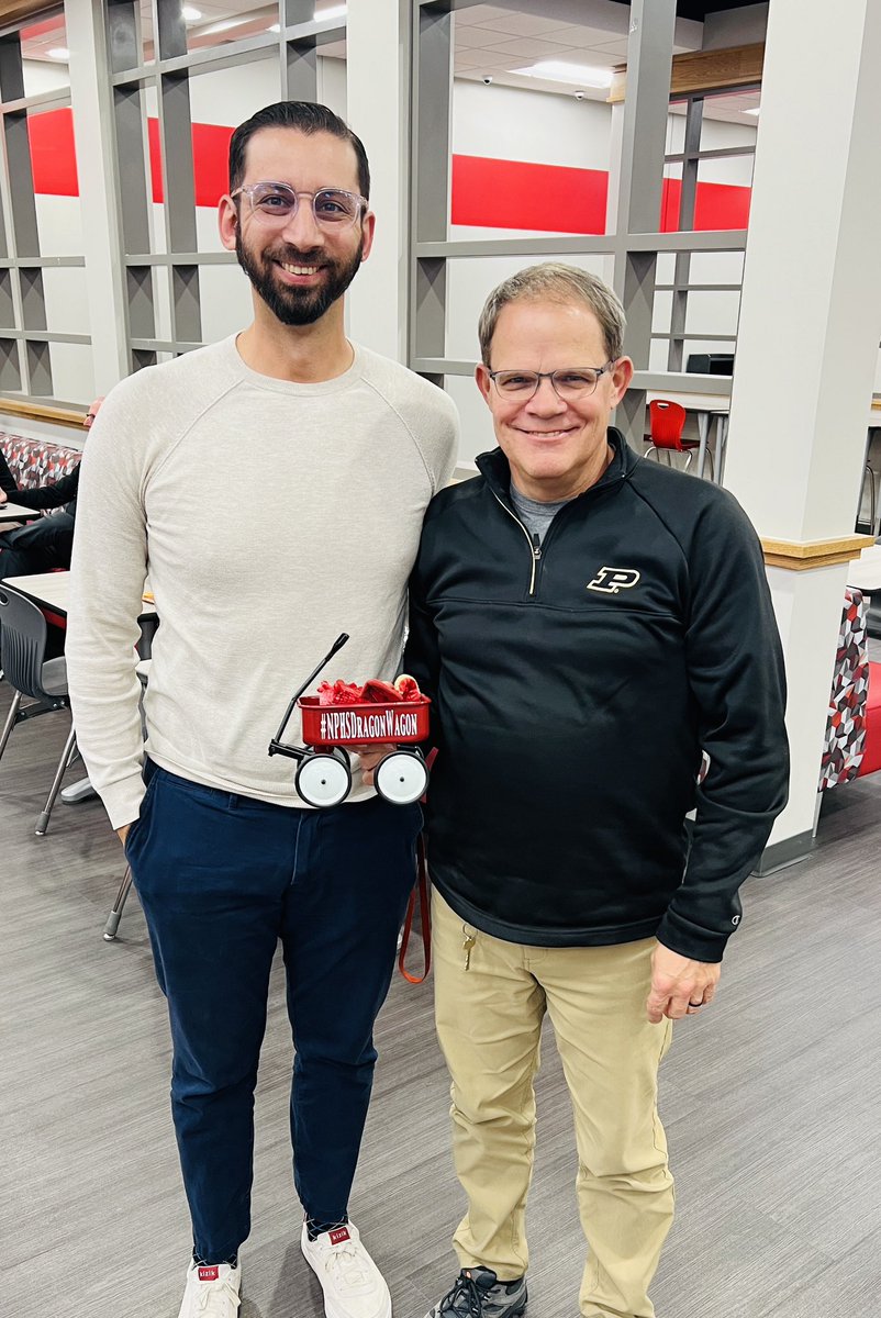 Yesterday, Mr Carney passed the <a href="/NPHSDragonWagon/">Dragon Wagon</a> to Dr. Blachly. 

He praised Dr. Blachly’s teaching style and how well respected he is by his students. 

We’re so lucky to have <a href="/NPHSPhysics/">Mark Blachly</a> at NPHS!

<a href="/VoelzJames/">New Palestine High School</a> <a href="/NewPalBand/">New Palestine Band</a> @SouthernHancock <a href="/llantrip/">Lisa</a>