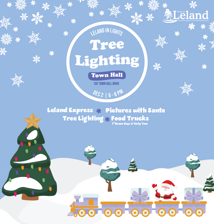 LelandArts's tweet photo. Join the Town of Leland for the annual lighting of the Leland Tree on Dec 2 from 6 – 8 PM at Town Hall. Mayor Brenda Bozeman will welcome guests to the Town Hall Plaza at 6 PM. https://t.co/yp4yeNl0iz