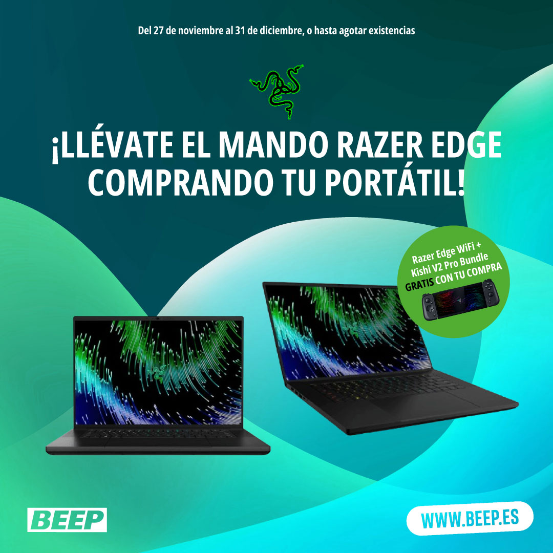 💥 GRATIS: Consola Razer Edge Tablet + Kishi V2 Pro Bundle 💥 (valorada en 500€) al adquirir cualquiera de estos Portátiles Gaming RAZER: mtr.cool/cnhofaepbq