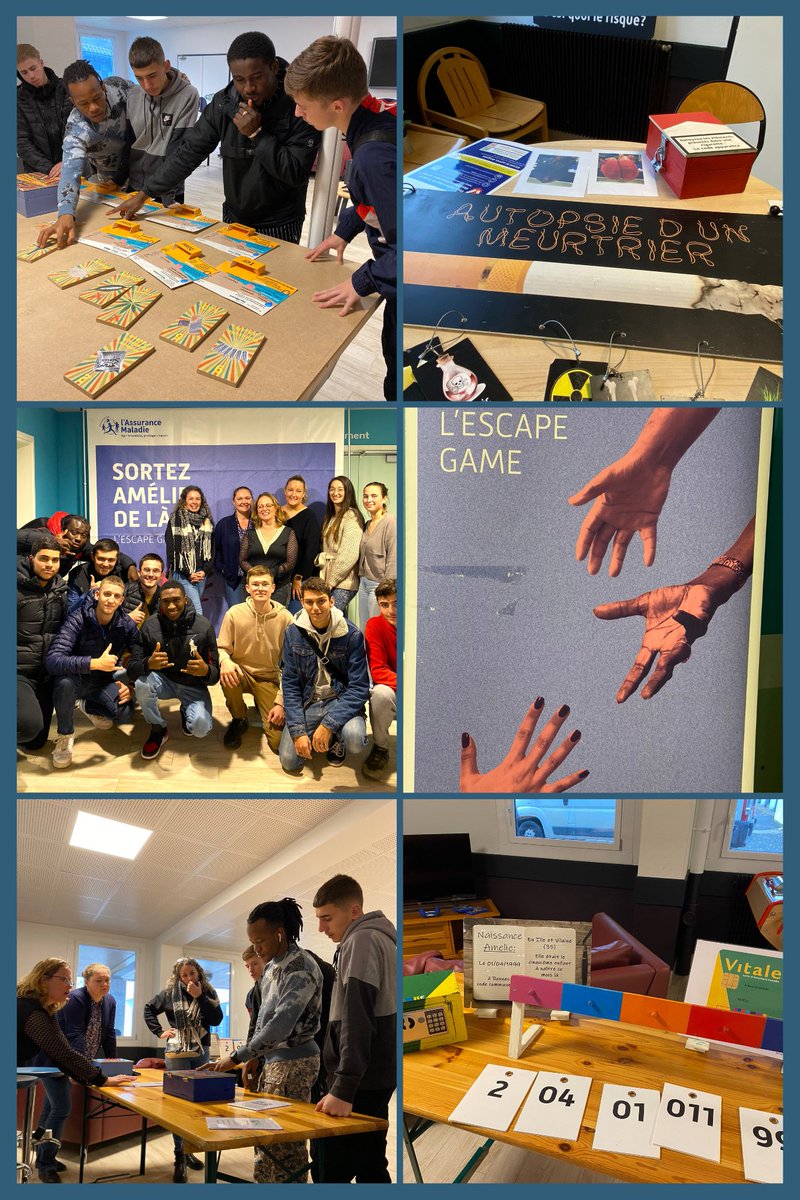 🧐'Sortez Amélie de là' Les apprenti.e.s du CFA ont pu participer à l'Escape Game 🎲 organisé par la @CPAM77 et @AddictionsFr consacré aux thèmes de l'accès aux droits, de l'accès aux soins et de la prévention #prevention #bienveillance et bonne humeur, quel plaisir ! 🤩