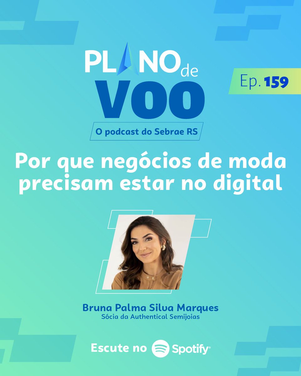 Atenção, negócios de moda! O novo episódio do podcast Plano de Voo é pra vocês. ✨​
​
🎧 Ouça o episódio completo e aproveite as dicas dela: sebrae.rs/plano_de_voo_1…

#SebraeRS #PlanoDeVoo #Moda #Empreendedorismo
