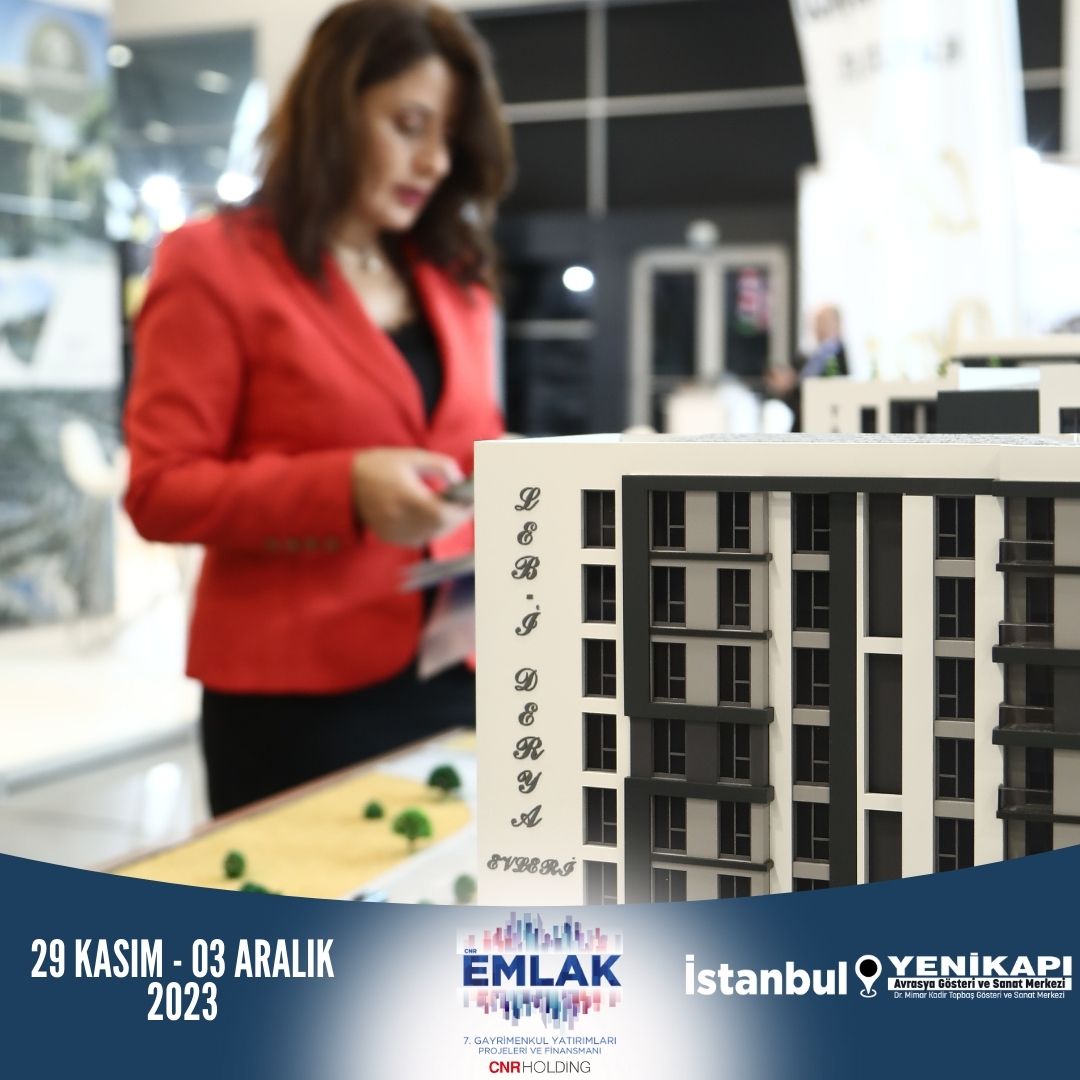 Türk emlak ve gayrimenkul sektörünün en büyük ticaret platformu CNR Emlak bu yıl 7’ıncı kez gerçekleşiyor. Yenikapı Avrasya Gösteri Ve Sanat Merkezi’nde, 03Aralık’a kadar açık olan CNR Emlak’ta, sektörün lider firmalarının dev projeleri yer alıyor.