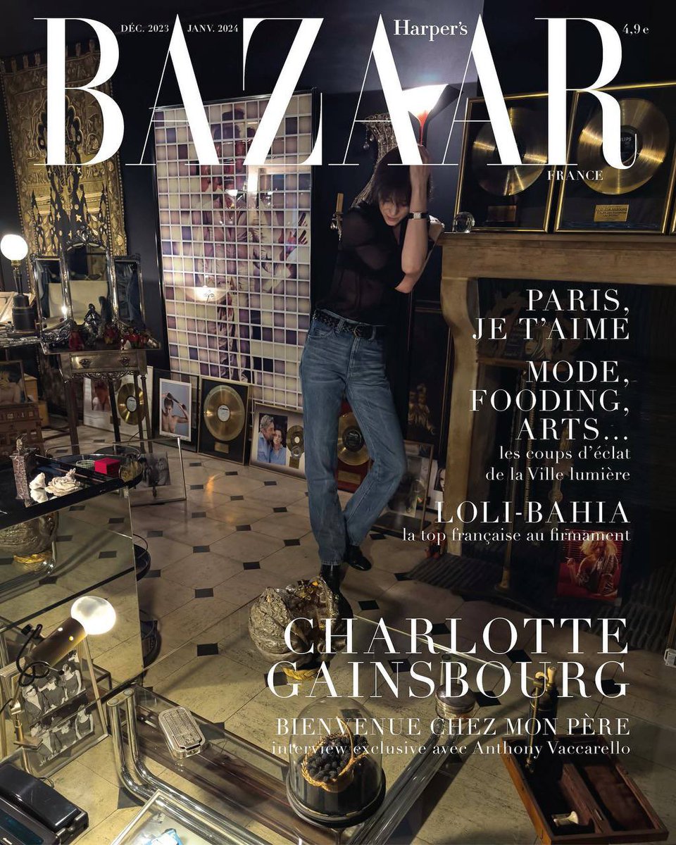 Charlotte Gainsbourg for Harper’s Bazaar January 2024 by Juergen Teller, wearing Saint Laurent 📸