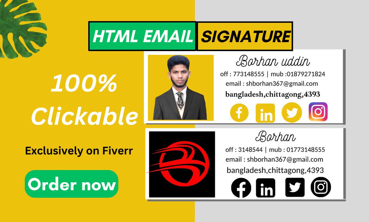 shborhan367's tweet image. #EmailSignatureDesign #HTMLSignature #SignatureStyle #DigitalIdentity #SignatureSolutions #EmailDesign #BusinessEmailSig #UniqueSignature #EmailBrandBoost #SignatureArtistry #ClickableSignature