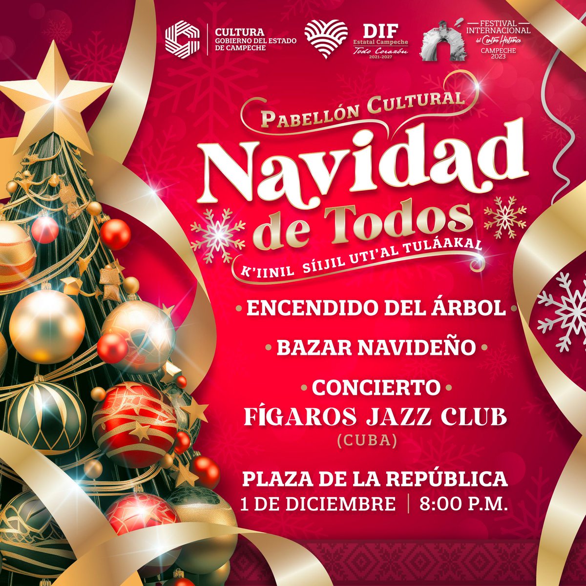 RCivilCampeche's tweet photo. 🎉🎄✨¡No se pierdan el encendido del Arbolito! ¡Mañana a las 8 pm, concierto y bazar navideño! ✨🎄🎉

#GobiernoDeTodos
#LaydaSansores
#ArmandoToledo https://t.co/xMqqHGflQ6