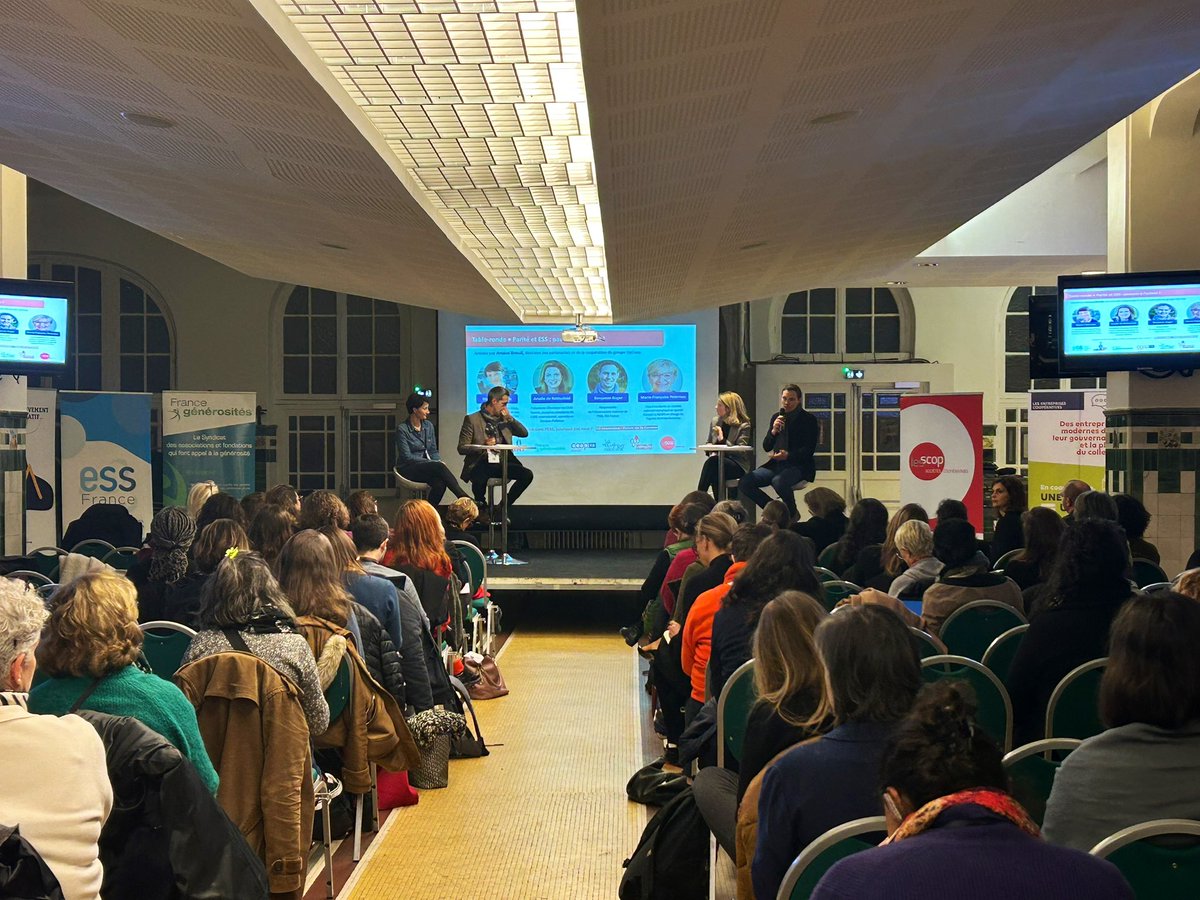 ESS_France's tweet photo. ♎️ L’événement sur l’égalité femmes-hommes a débuté par un mot d’accueil de @FatimaBellaredj, Présidente de la Commission #EFH du #CSESS puis par la 1ère table ronde autour de la #parite dans l’#ESS : où en sommes-nous ? Comment passer à l’action concrètement ? https://t.co/RXOQQ4lsJp