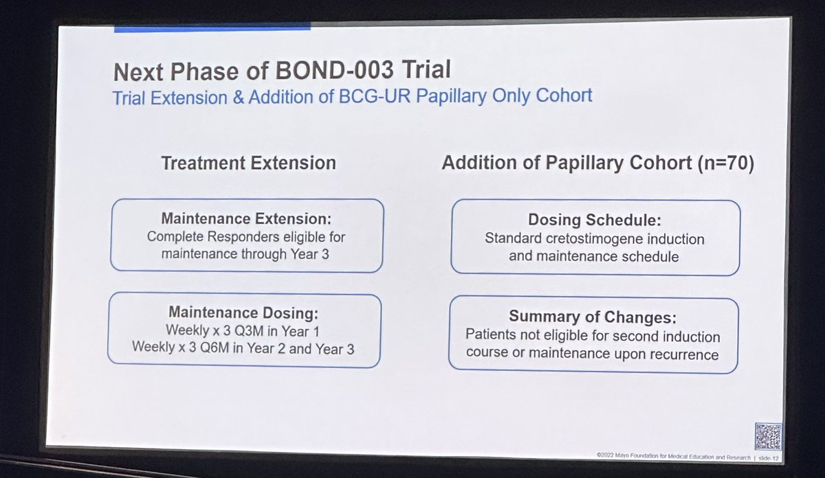 BOND-003 interim results presented by @MarkTysonMD @MayoClinicUrology @UroOnc #SUO2023 

✨Cretostimogene has potential to disrupt NMIBC treatment landscape 

64% CR at 6 months (n=66)
31% pts salvaged w reinduction
No high grade TRAE 👏🏼