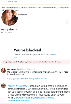 sharynmoris's tweet photo. It appears that #Out5p0ken has gotten to be quite the crybaby. I mean for someone who claims to be OUTSPOKEN. #CryBaby #Bully They really do go hand and hand. #Scaredycat. #HitandRun If you see her, let her know... I see her.  So, I need to #GFY or myself :D 🤣 https://t.co/51pGHboU3N
