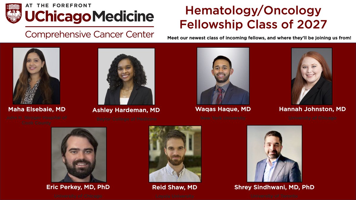 UCHemOncFellows's tweet photo. We are so thrilled to announce our newest class of incoming hem/onc fellows!! Welcome to @UChicagoHemOnc and we cannot wait to meet you next July and see all the great ways you will advance hem/onc in fellowship! #Match2023 @UCCancerCenter https://t.co/xmjhifPtCn