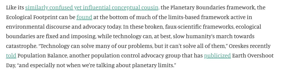 No matter how climate hawks try to paper over it, the fundamental intellectual building blocks of modern environmentalism—Ecological Footprint, Planetary Boundaries, etc—are premised centrally on the notion that humans are a plague upon the Earth. thebreakthrough.org/issues/food-ag…