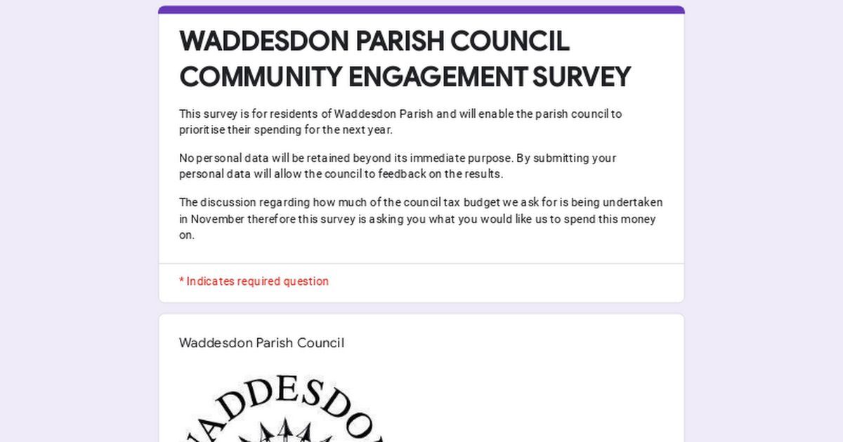 WaddesdonPC's tweet photo. Have your say on what the parish council spends it's money on in your community. Please complete the online form - available for residents of Waddesdon https://t.co/7Ba5tMJYOW https://t.co/fqA8afOX0R