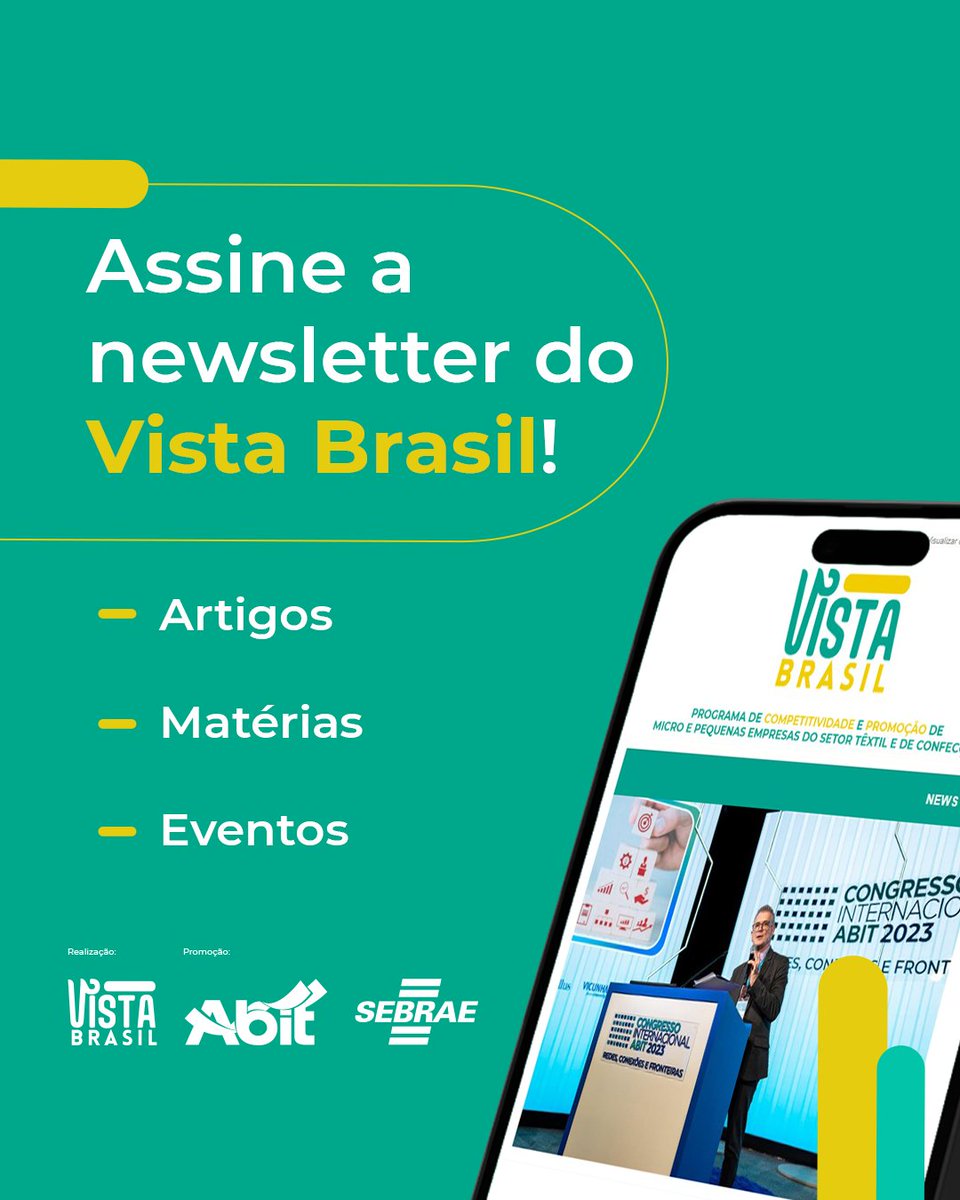 Recebendo a newsletter do Vista Brasil, sua empresa fica sempre informada sobre o que é relevante para as MPEs do setor.

Assine já! Acesse vistabrasil.com.