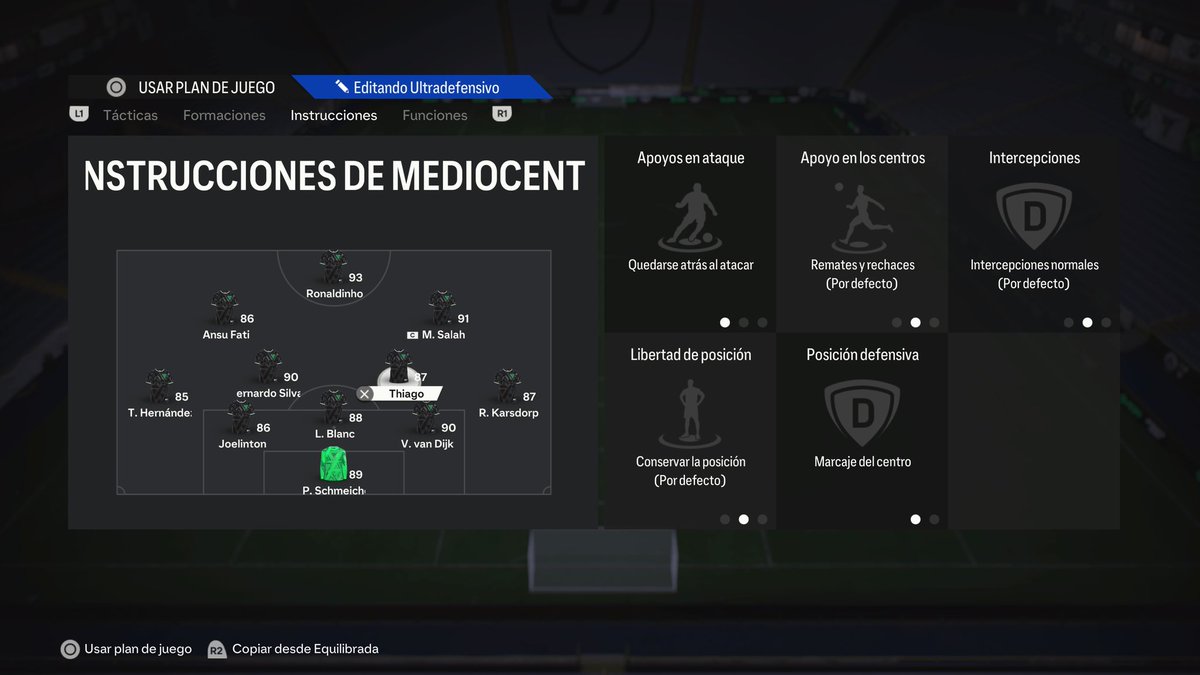 carlitosVM's tweet photo. 🧠 INSTRUCCIONES 

MCs: Quedarse atrás al atacar/Marcaje del centro

Laterales: Quedarse atras/Avance

Importante!: Ahora los laterales los subiremos si queremos manualmente mediante L1 https://t.co/s61TboF464