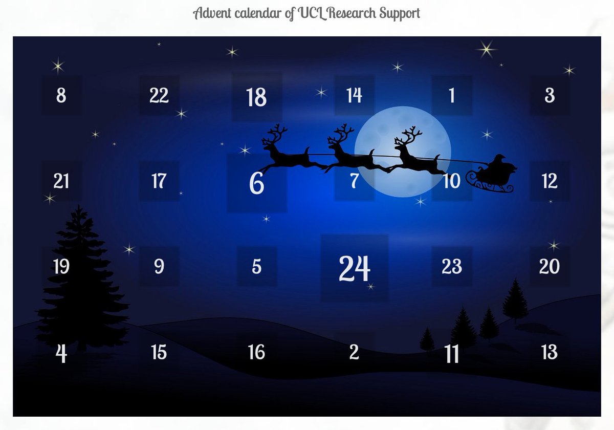 UCLopenscience's tweet photo. Starting tomorrow we are going to be posting a daily #ResearchSupportAdvent for the whole of December. We're going to be sharing tips and news from across our support services - watch this space! @UCLLibraries @ucylpay https://t.co/goFzB5oo67