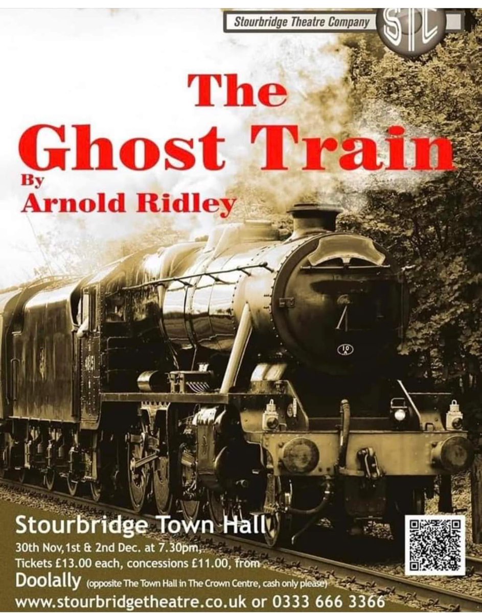 Off to support Stourbridge theatre company this evening to watch Arnold Ridley's The Ghost Train. Still tickets available for tomorrow night and Saturday nights performance - #keeptheartsaliveinDudley