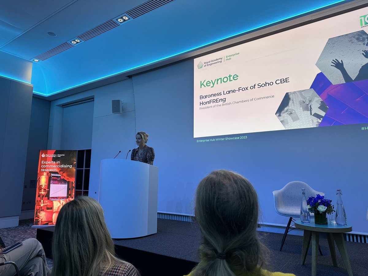 Great keynote from Honorary Fellow Baroness @Marthalanefox of Soho CBE, President of the @britishchambers, sharing not only her story of lastminute.com but broader perspective on the changing landscape of innovation in entrepreneurship and technology. 

#HubShowcase