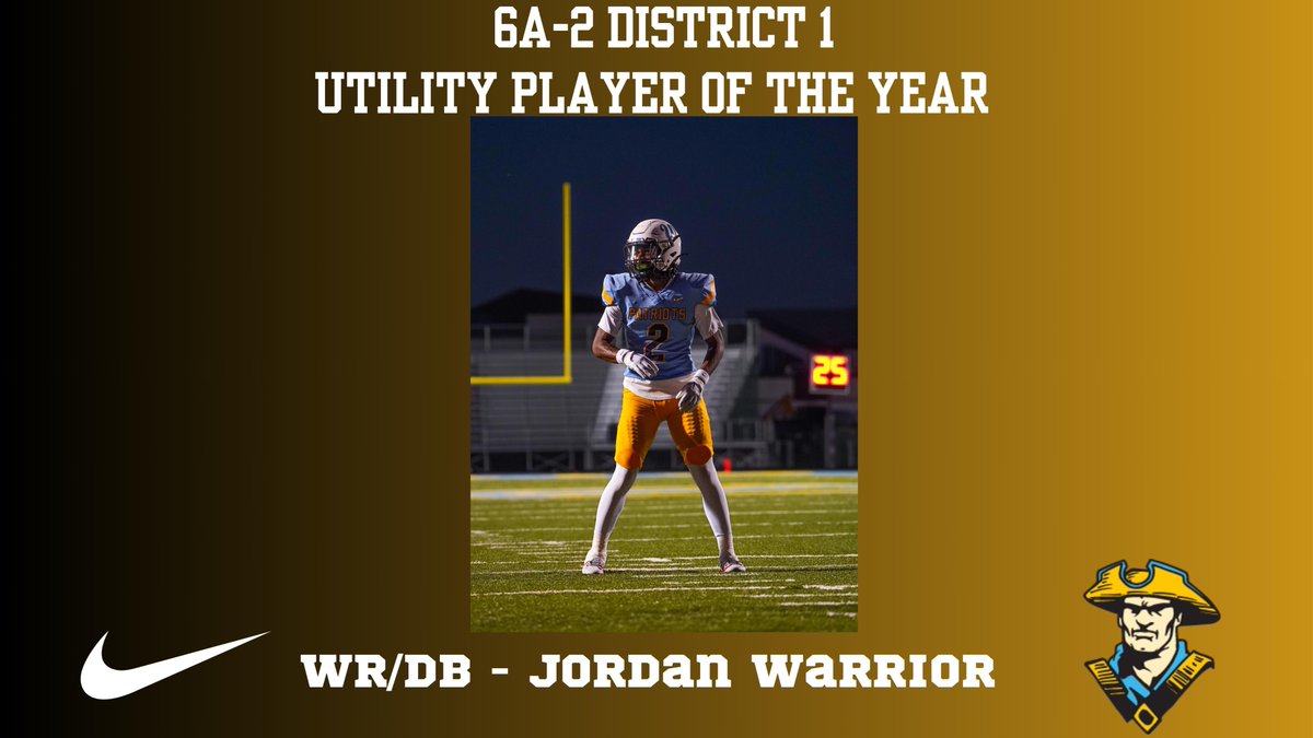 Congrats to <a href="/JordanWarrior5/">Jordan Warrior</a> on being named 6A-2 District 1 Utility Player of the Year.