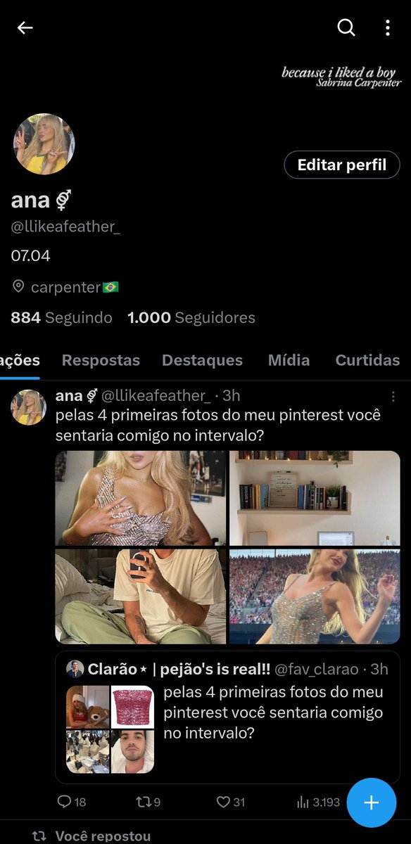 a 3 dias atrás eu não tinha nenhum seguidor eu tô tão feliz😭😭(tô tentando seguir todo mundo ma só twt não tá ajudando)